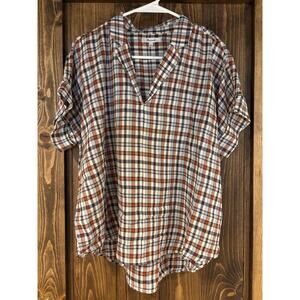 Madewell Organic Cotton Plaid Camp Shirt Large